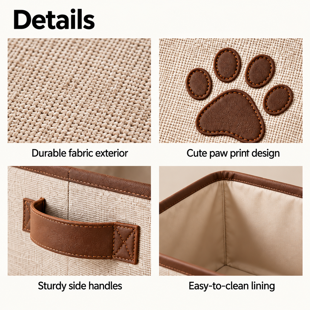 Steepix™ Pet Supply Storage Bin with Paw Detail and Side Handles