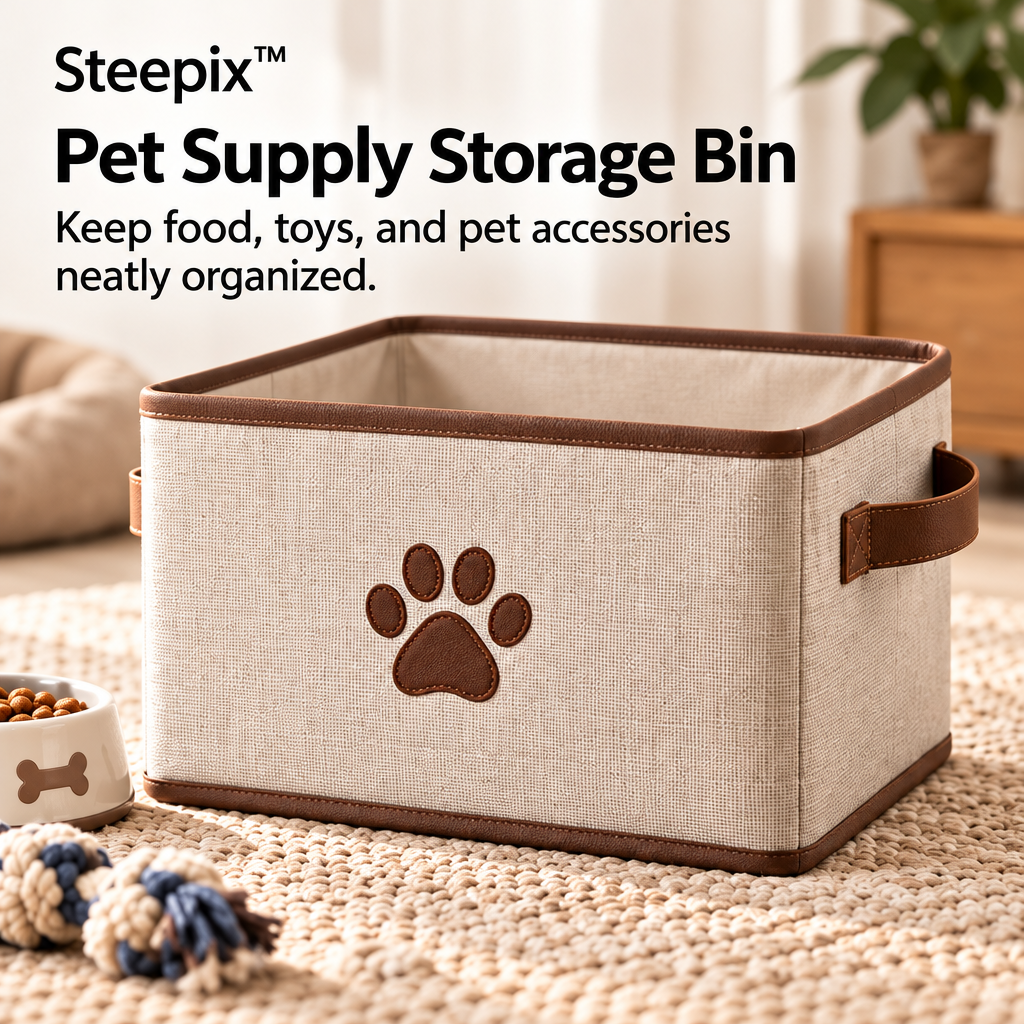 Steepix™ Pet Supply Storage Bin with Paw Detail and Side Handles