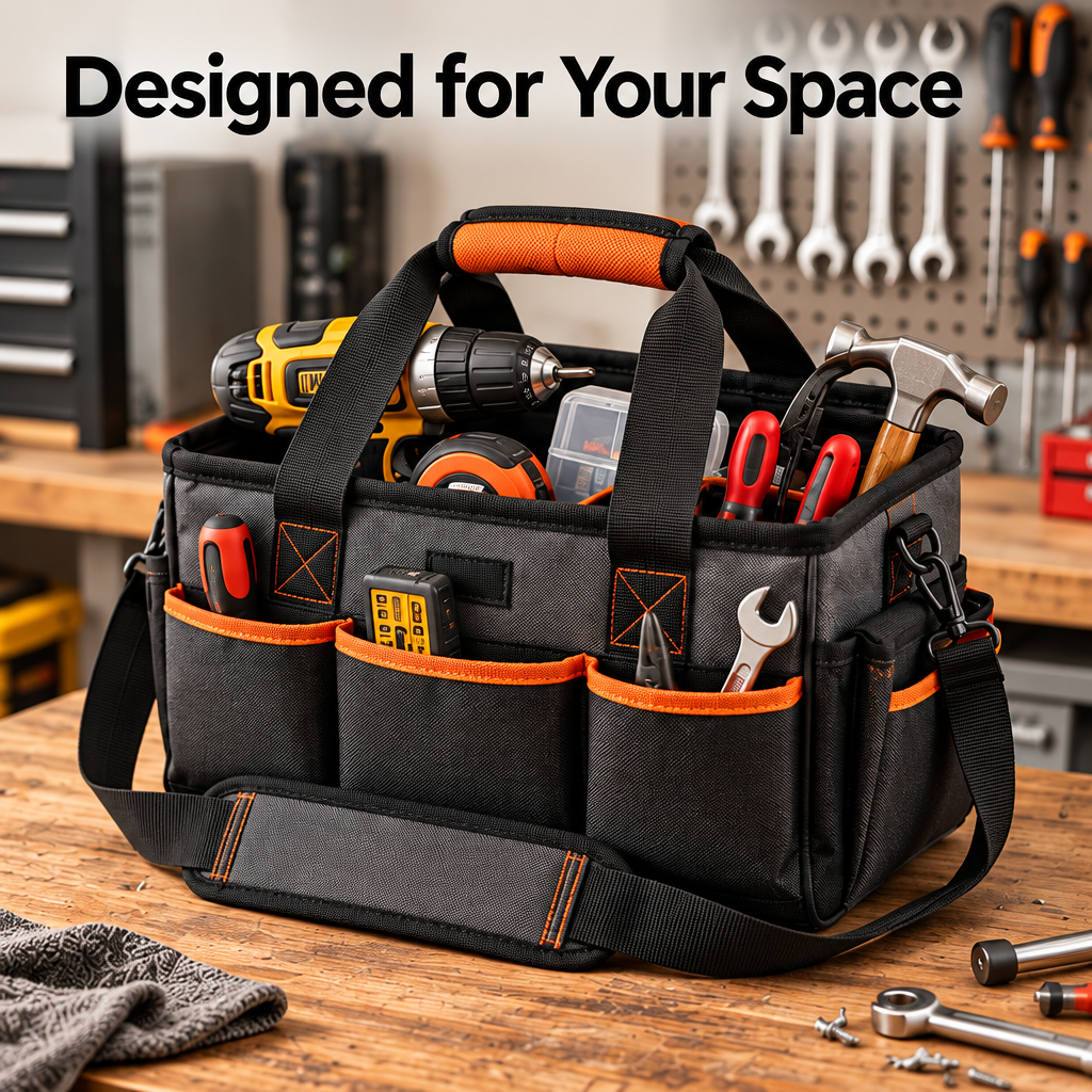 Steepix™ Garage Tool Tote with Multiple Pockets and Divided Interior