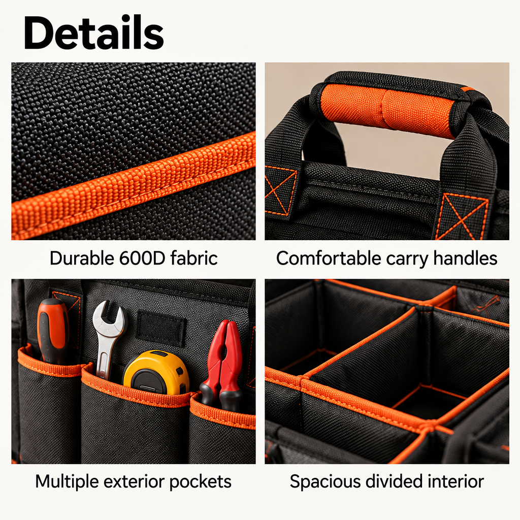 Steepix™ Garage Tool Tote with Multiple Pockets and Divided Interior