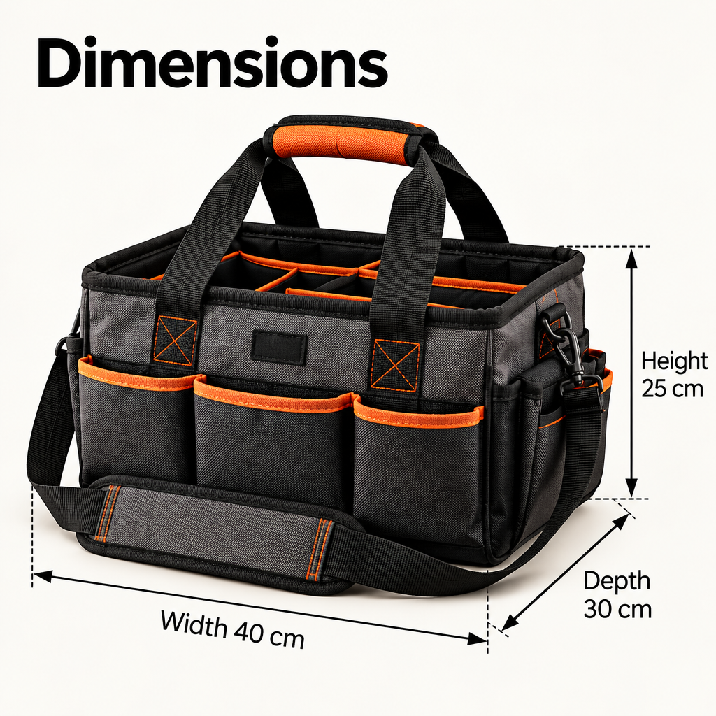Steepix™ Garage Tool Tote with Multiple Pockets and Divided Interior