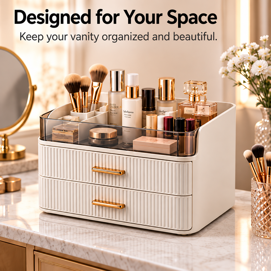 Steepix™ Makeup Drawer Organizer with Storage Drawers and Clear Top Tray