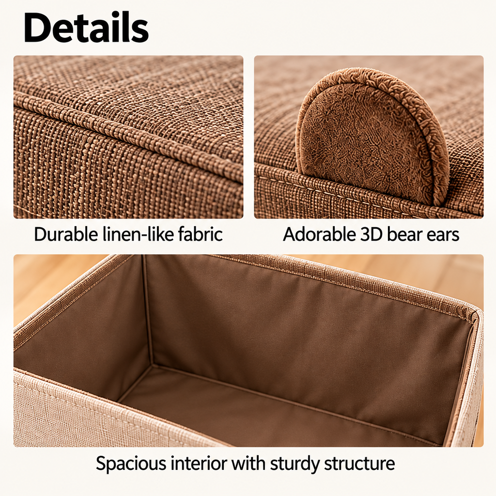 Steepix™ Bear-Face Toy Storage Chest with Lid and Side Handles
