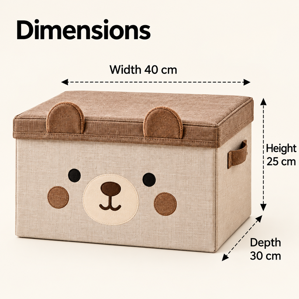 Steepix™ Bear-Face Toy Storage Chest with Lid and Side Handles
