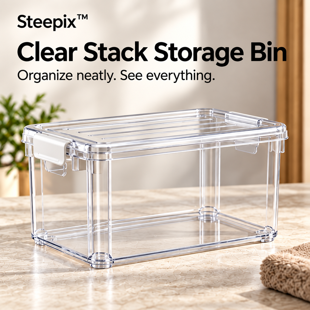 Steepix™ Clear Stack Storage Bin with Locking Lid for Closets