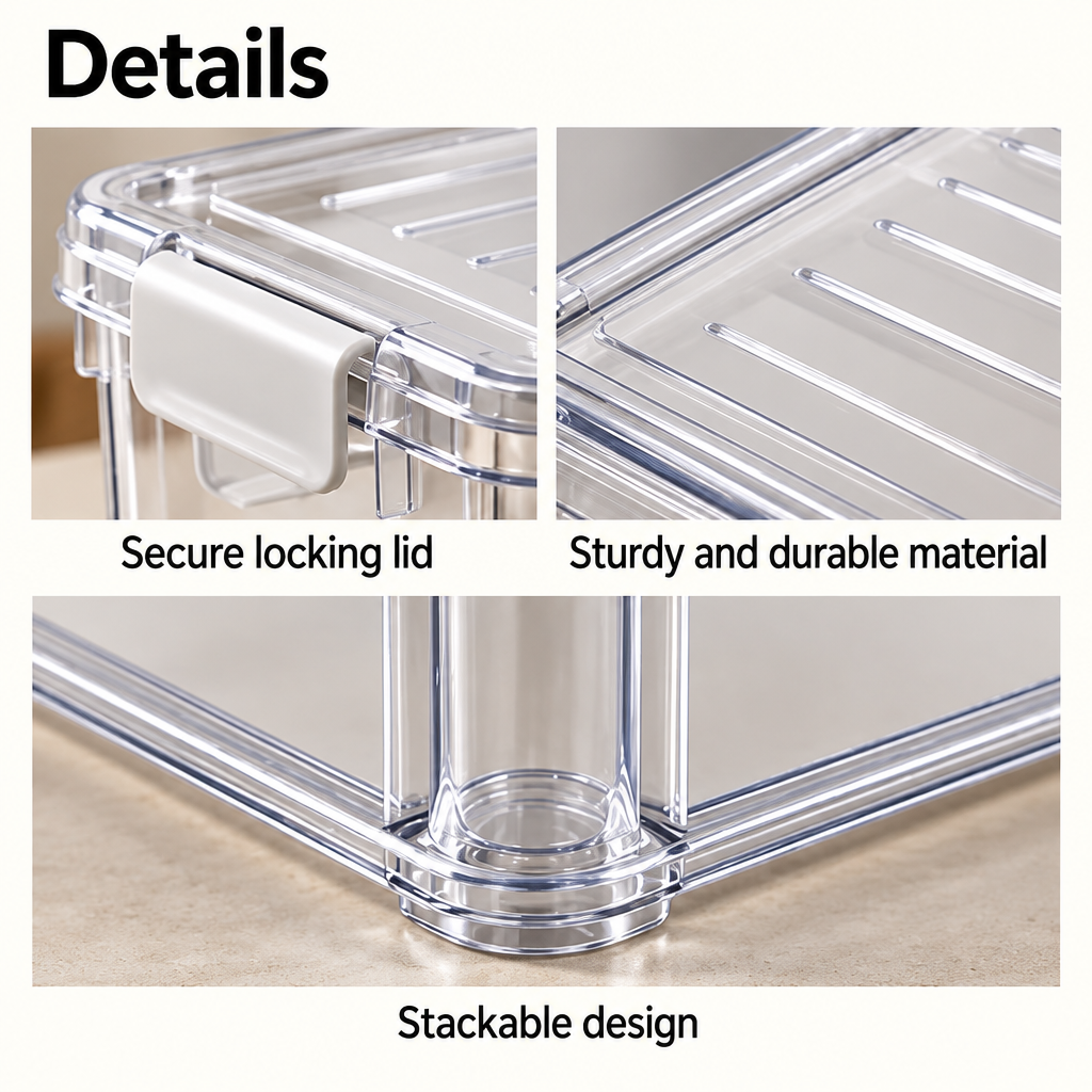Steepix™ Clear Stack Storage Bin with Locking Lid for Closets