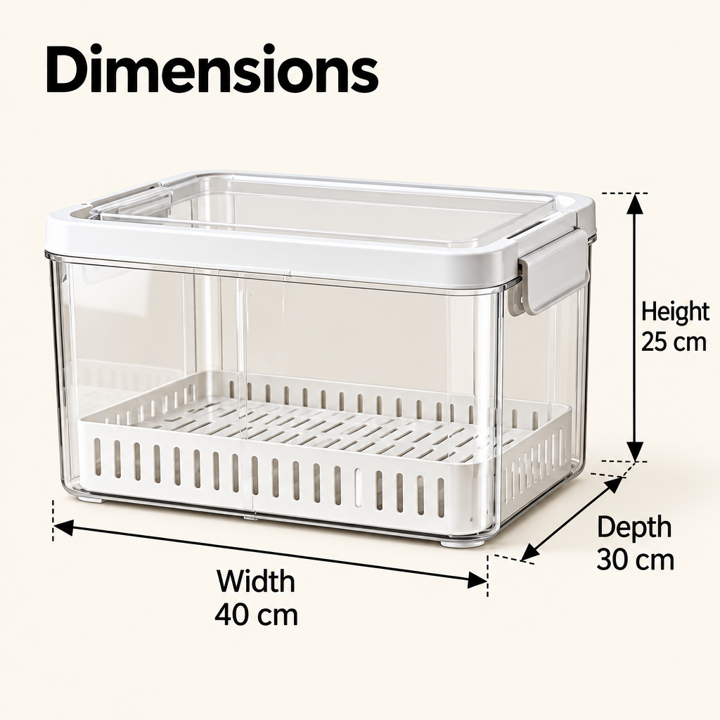 Steepix™ Refrigerator Produce Storage Box with Removable Tray and Lid