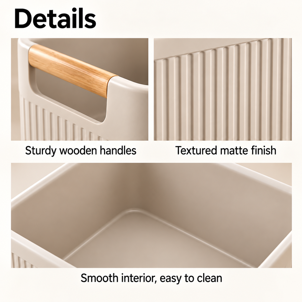 Steepix™ Slim Bathroom Storage Caddy with Ribbed Sides and Handles