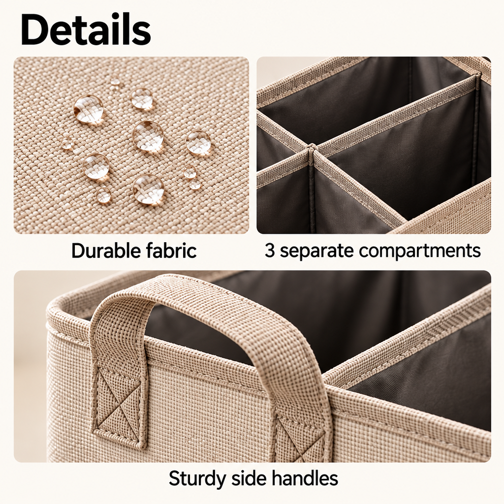 Steepix™ Three-Section Laundry Sorting Hamper with Carry Handles