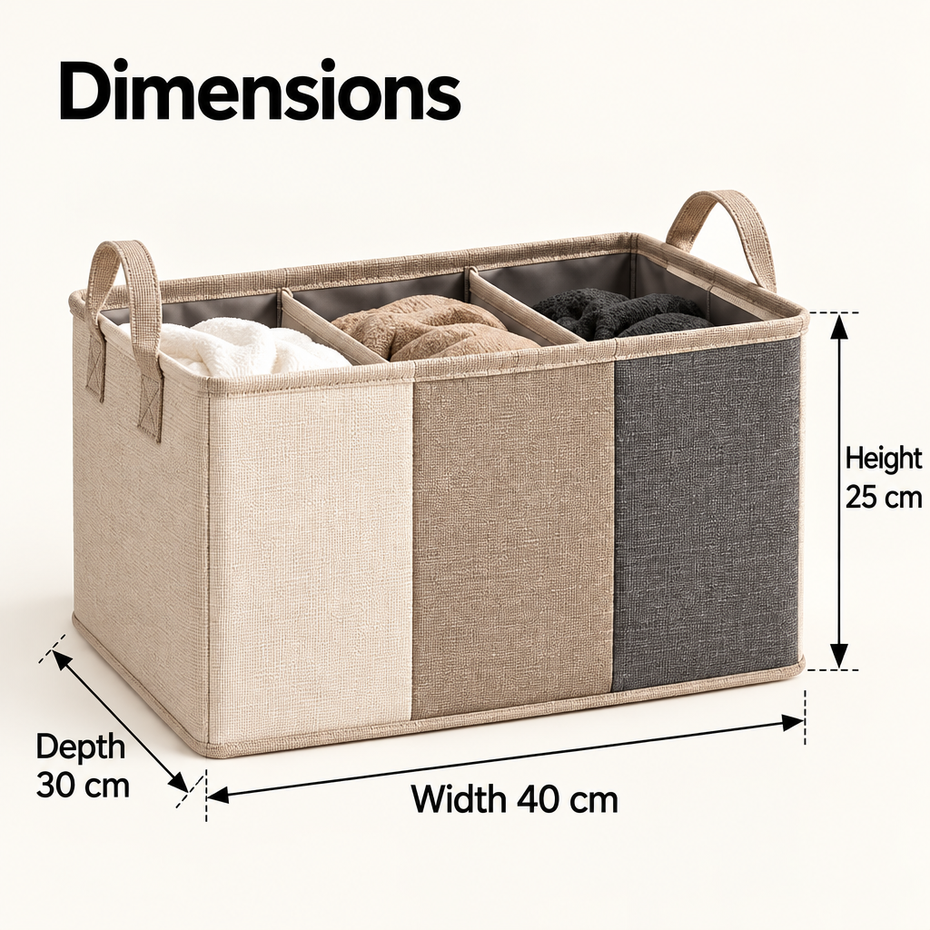 Steepix™ Three-Section Laundry Sorting Hamper with Carry Handles