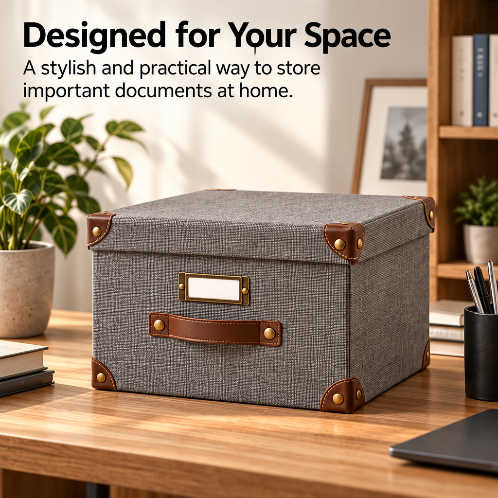 Steepix™ Fabric Document Archive Box with Lid, Label Holder, and Handles