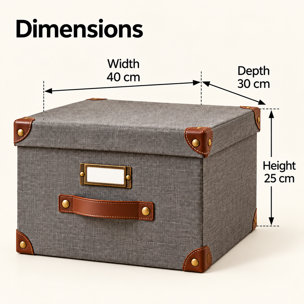 Steepix™ Fabric Document Archive Box with Lid, Label Holder, and Handles
