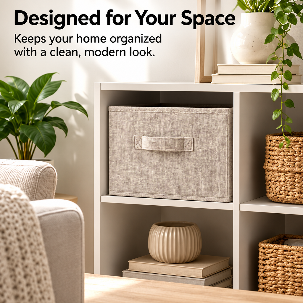 Steepix™ Foldable Fabric Storage Cube with Integrated Handle for Shelves