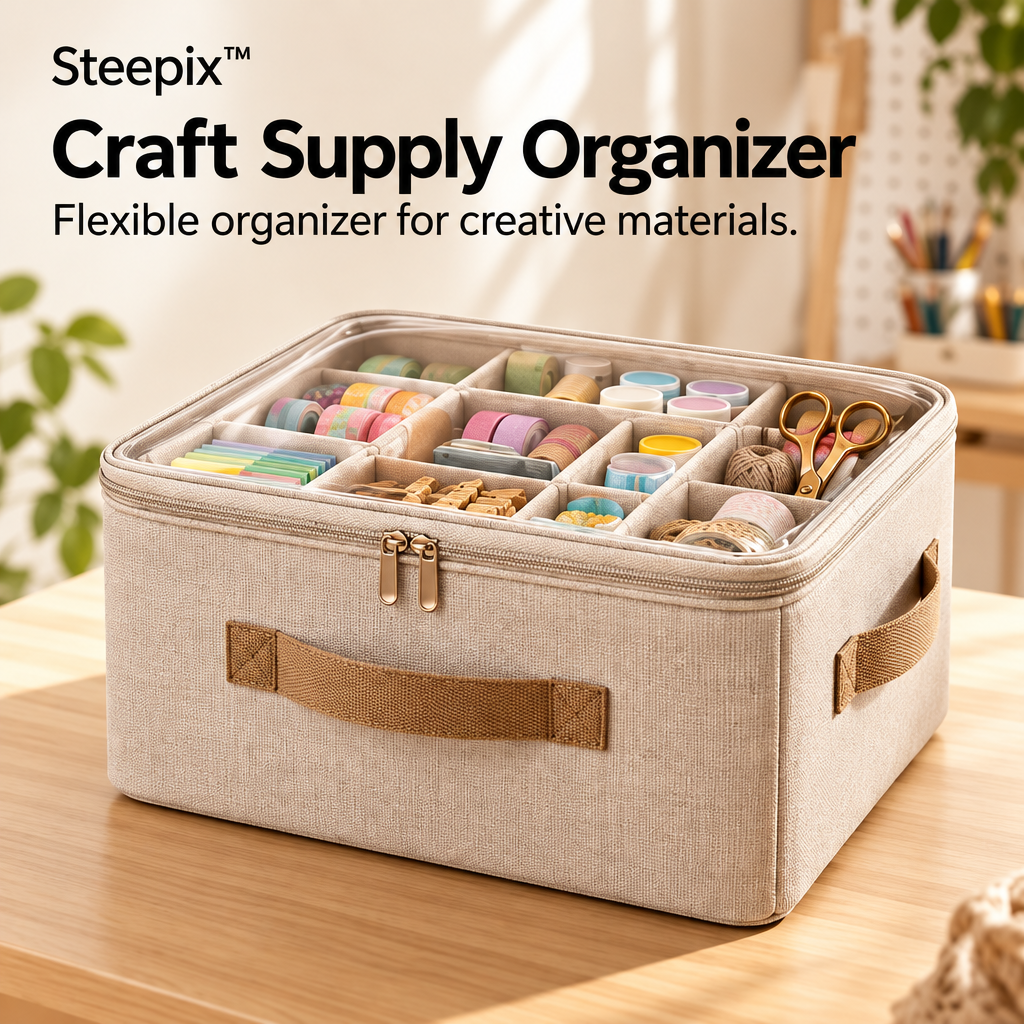 Steepix™ Divided Craft Supply Organizer Case with Zippered Cover and Handles